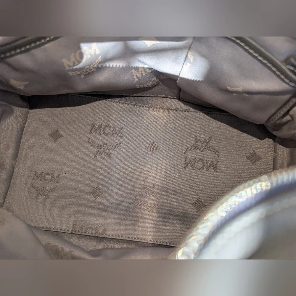 MCM Gray and Silver Harlequin Satchel with Dust Bag